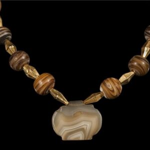 Banded Agate Necklace with 22K Gold Inserts