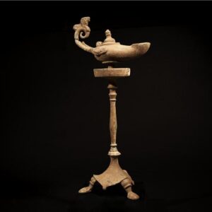 Late Roman Bronze Oil Lamp with Stand