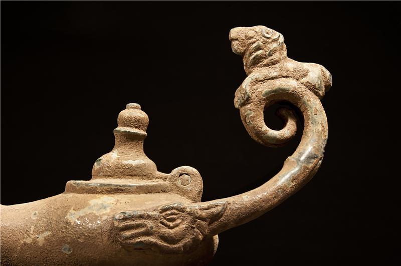 Late Roman Bronze Oil Lamp with Stand - Image 4