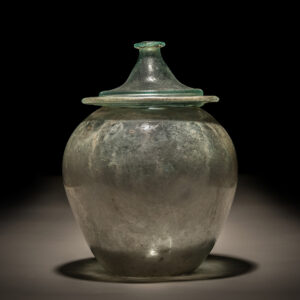 Roman Blue Green Glass Cinerary Urn with lid