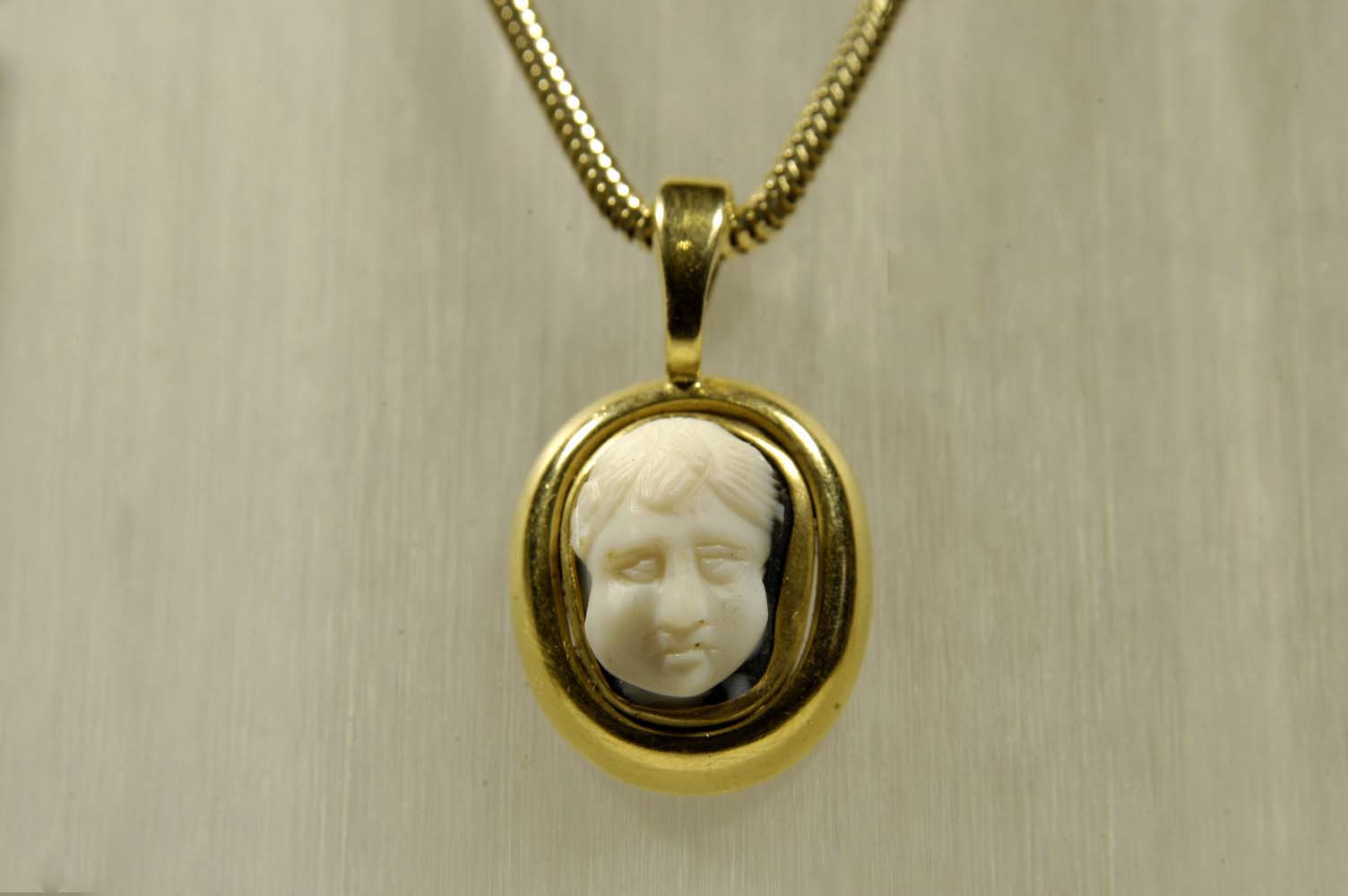 Roman Onyx Cameo in a Gold Pendant