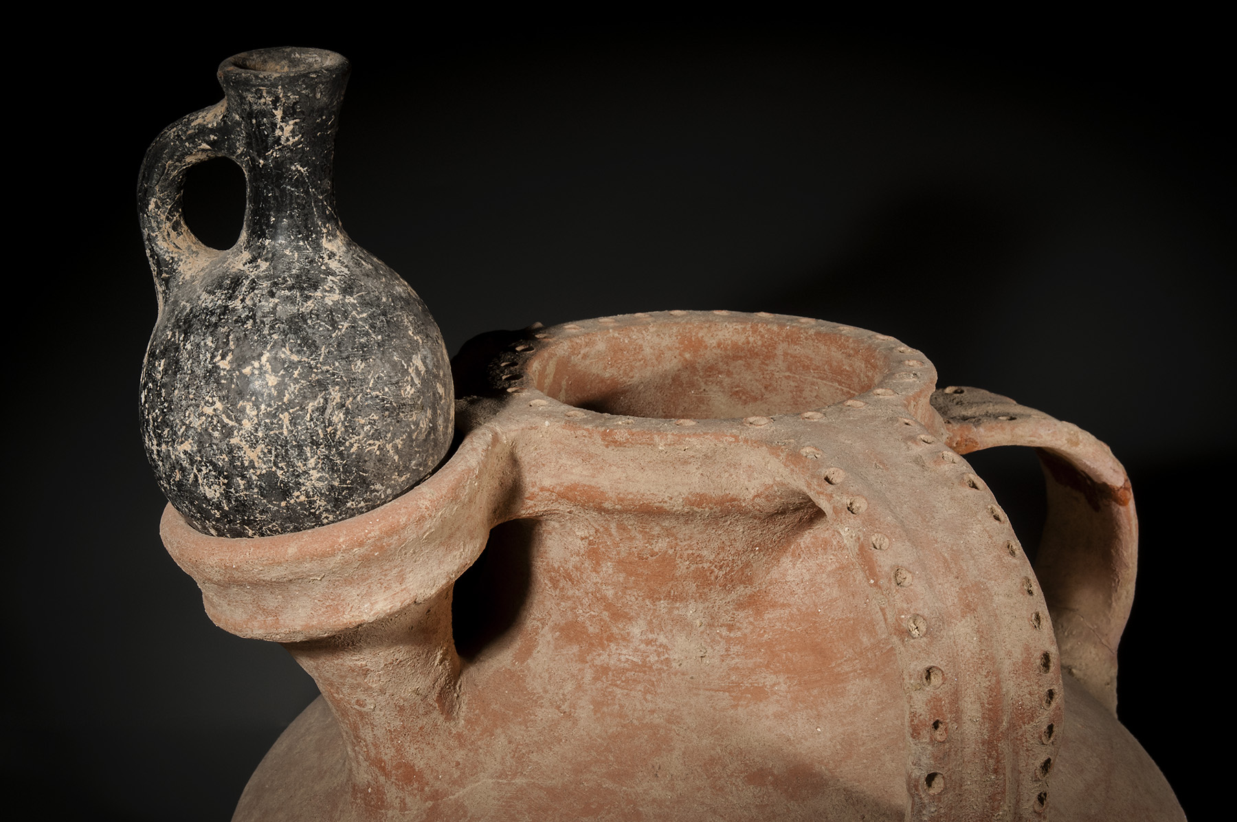 Israelite Olive Oil Jar with Dipper Juglet Holder - Image 2