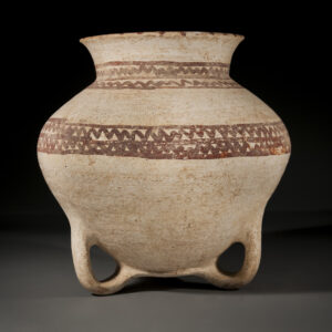 Canaanite Chocolate and White Ware Loop Footed Jar