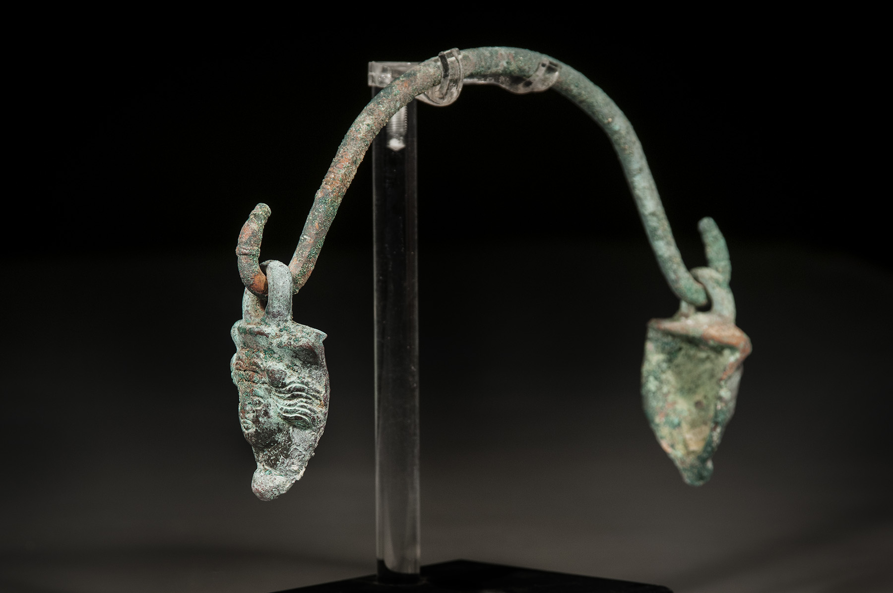 Roman Bronze Pot Handle with Faces - Image 5