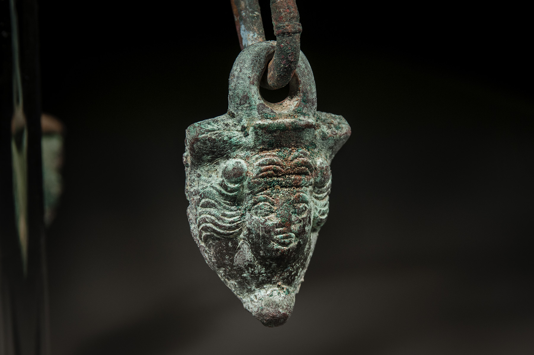 Roman Bronze Pot Handle with Faces - Image 2