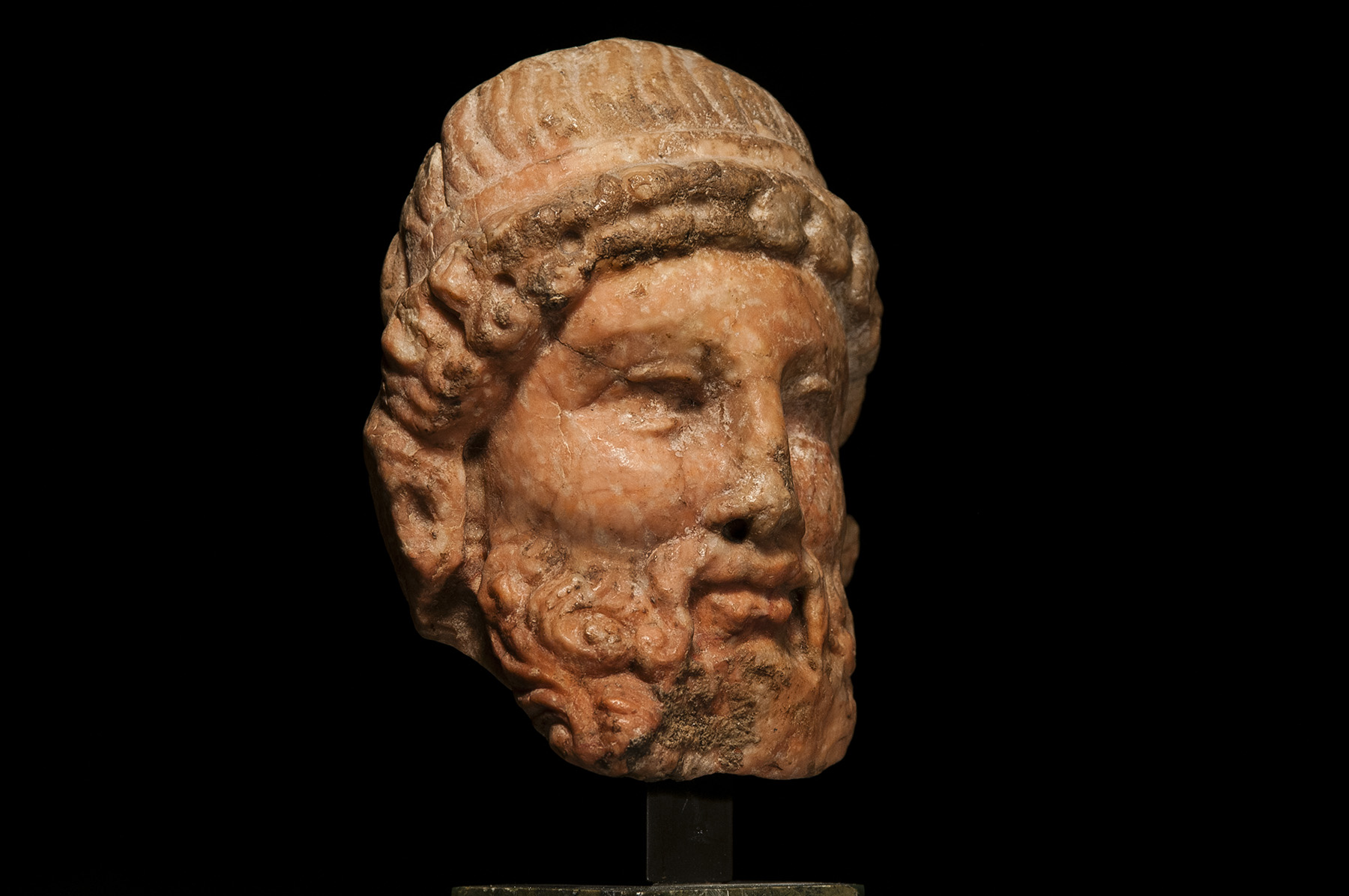 Archaistic Rosso Antico Herm Head of Dionysus - Image 3