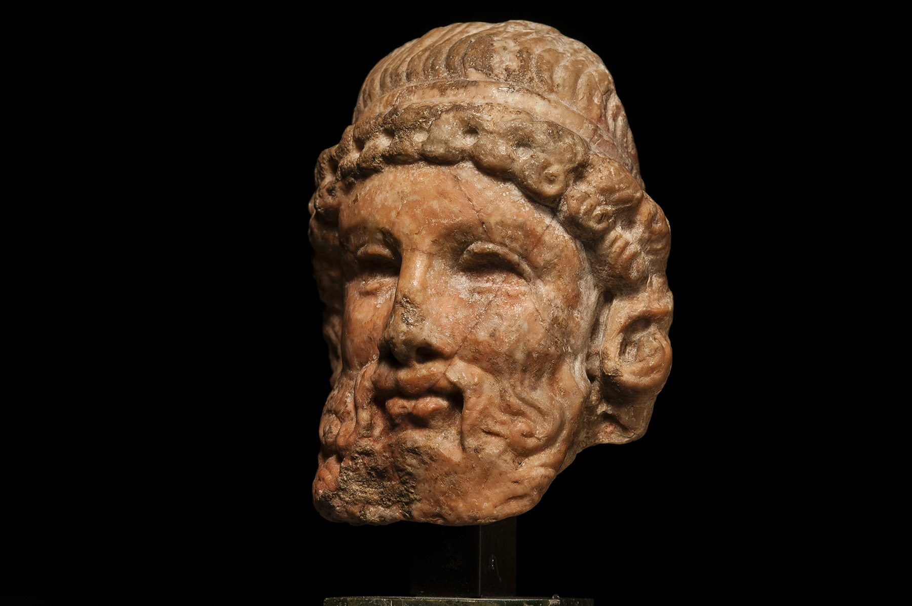 Archaistic Rosso Antico Herm Head of Dionysus - Image 2