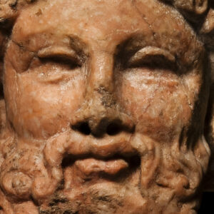 Archaistic Rosso Antico Herm Head of Dionysus