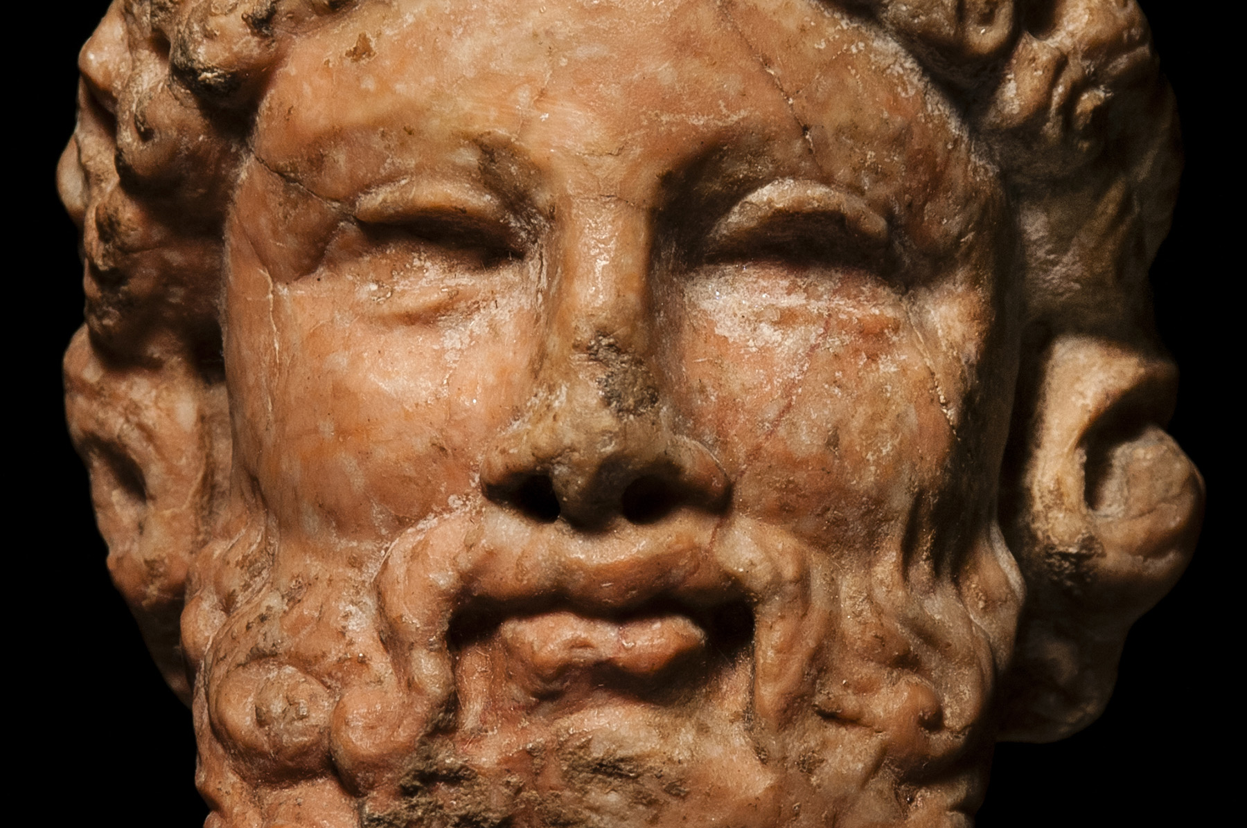 Archaistic Rosso Antico Herm Head of Dionysus